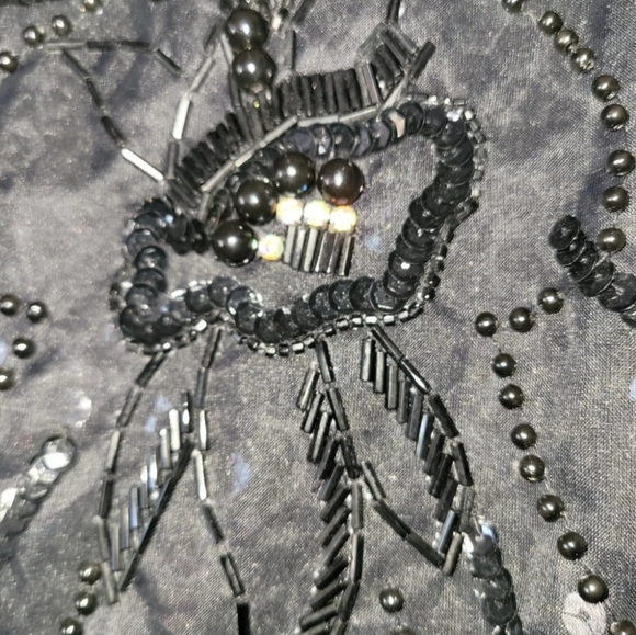 Vintage Sue Wong Sequin Dress Dark Academia Wednesday Adams Y2K Goth Vamp whimsy - Picture 4 of 8